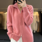 Cardigan con Zip in Misto Lana | Maglieria Elegante e Versatile Donna | Bianca