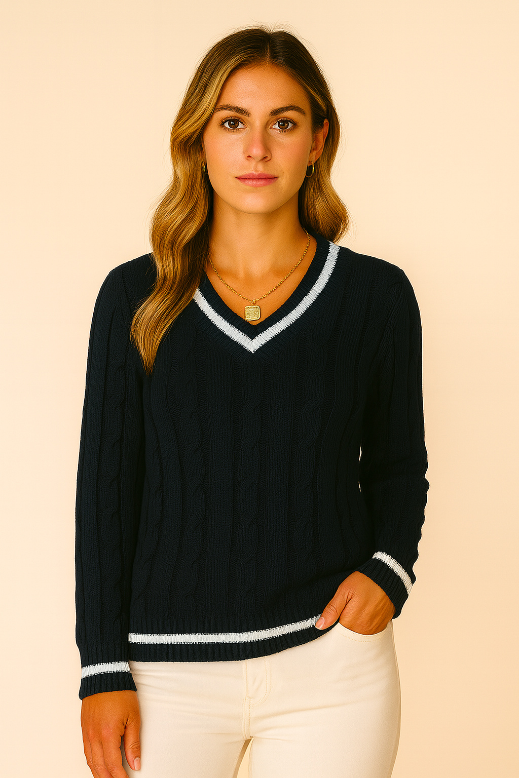 Maglione a V Donna | Morbido Maglione Autunnale Elegante | Elise