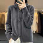 Cardigan con Zip in Misto Lana | Maglieria Elegante e Versatile Donna | Bianca