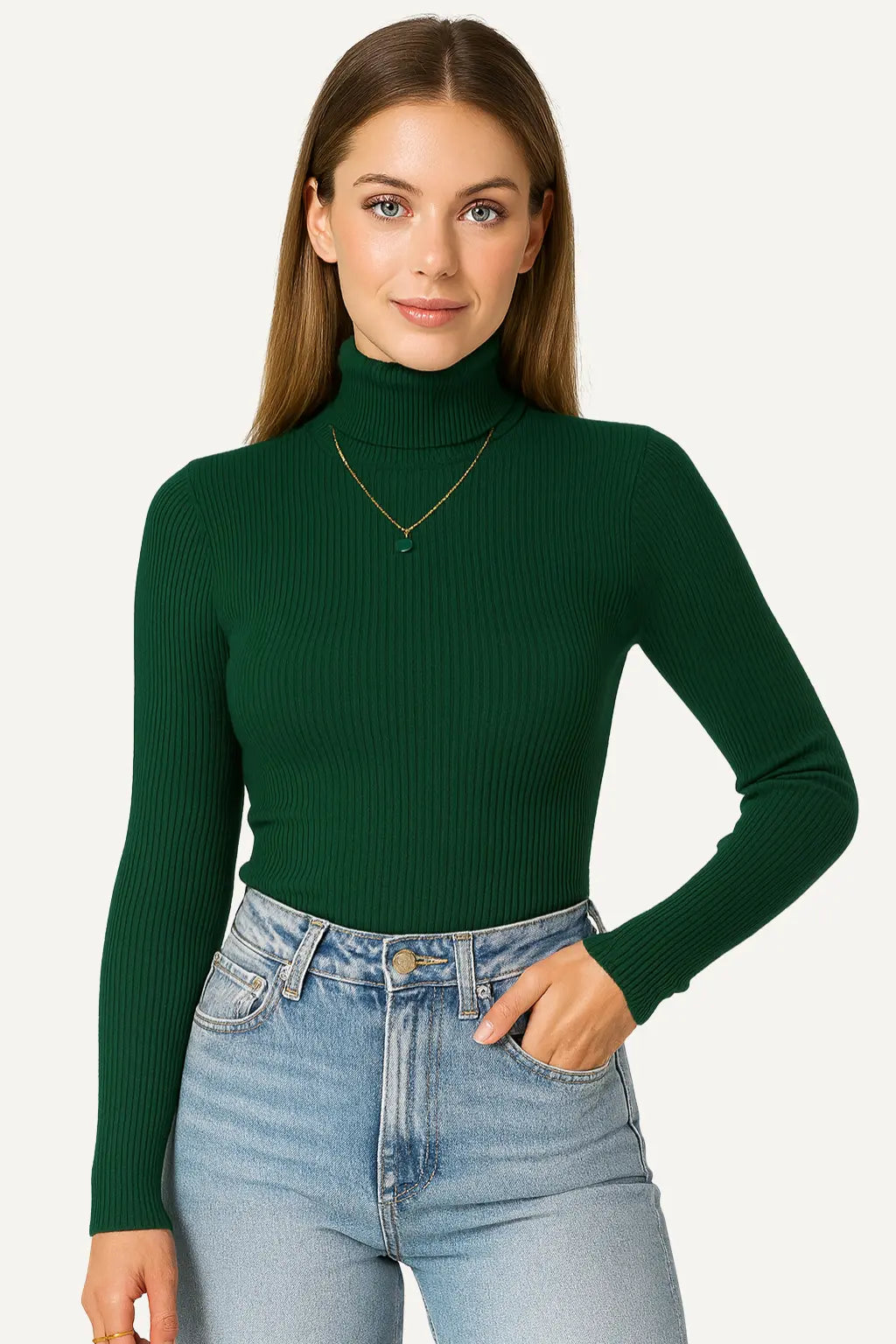 Maglione Dolcevita Donna a Coste | Slim Fit Classico ed Elegante