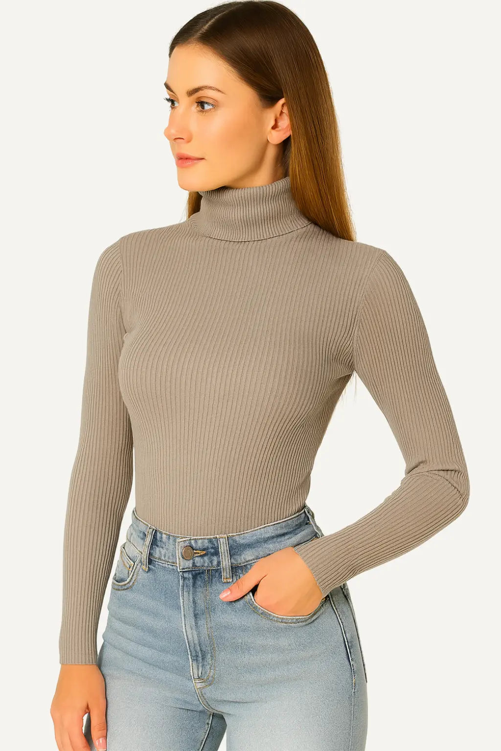 Maglione Dolcevita Donna a Coste | Slim Fit Classico ed Elegante