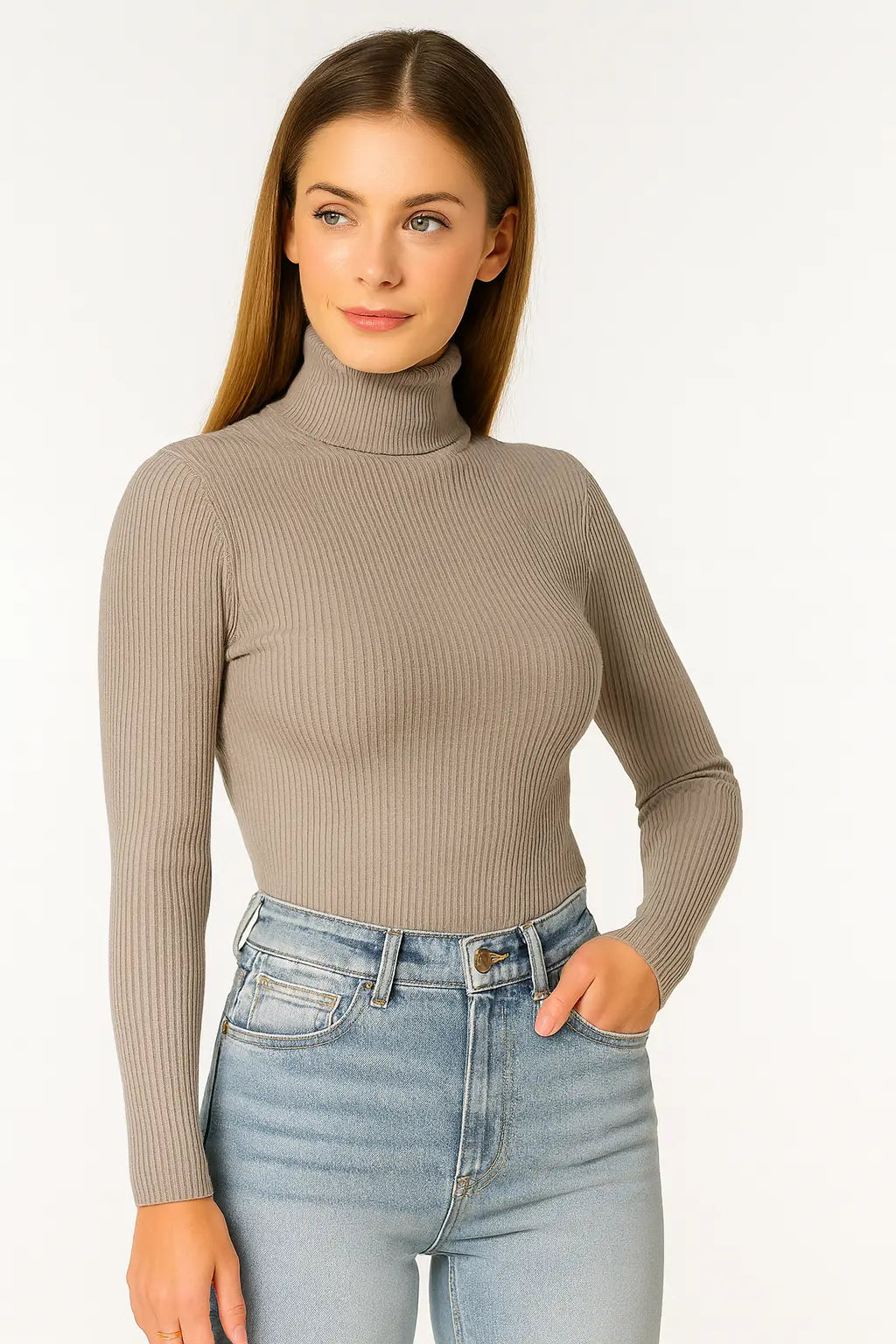 Maglione Dolcevita Donna a Coste | Slim Fit Classico ed Elegante