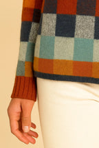 Maglione Donna Collo Alto | Maglione Caldo Morbido a Quadri per Autunno e Inverno | Giulia