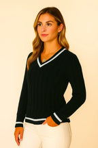 Maglione a V Donna | Morbido Maglione Autunnale Elegante | Elise