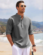 Camicia Uomo con Collo alla Coreana | Eleganza Casual con Maniche Arrotolabili | Hugo